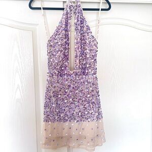 Anthropologie Purple Sequin Mini Dress